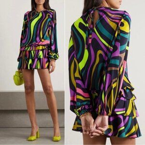 Emilio Pucci Swirl Print Long Sleeve Mini Dress